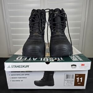 Staheekum Men's Size 11 Snow Boots Cold Rated -20, Black, Lightly Used